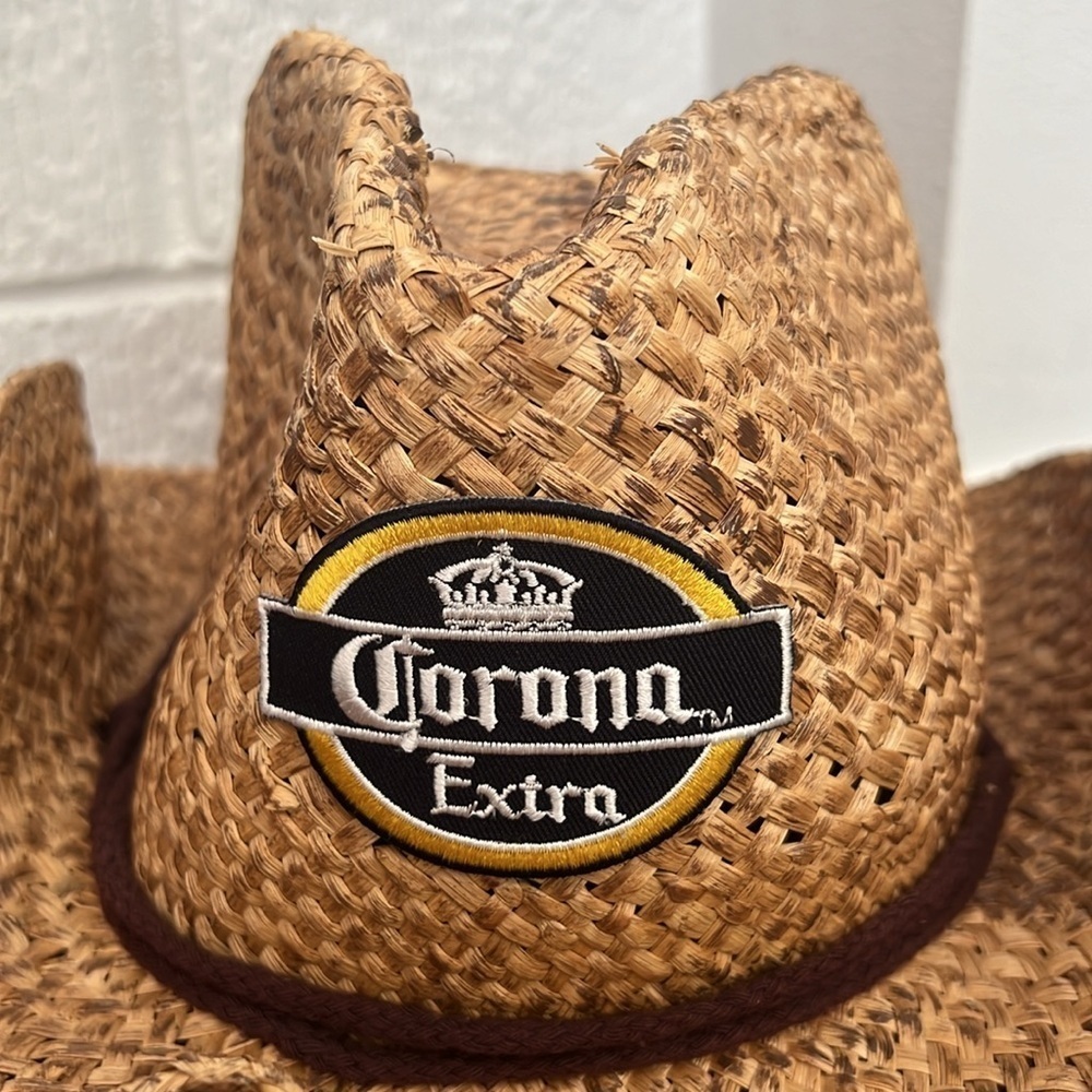 Corona 100% straw beach hat distressed look - Picture 2 of 9